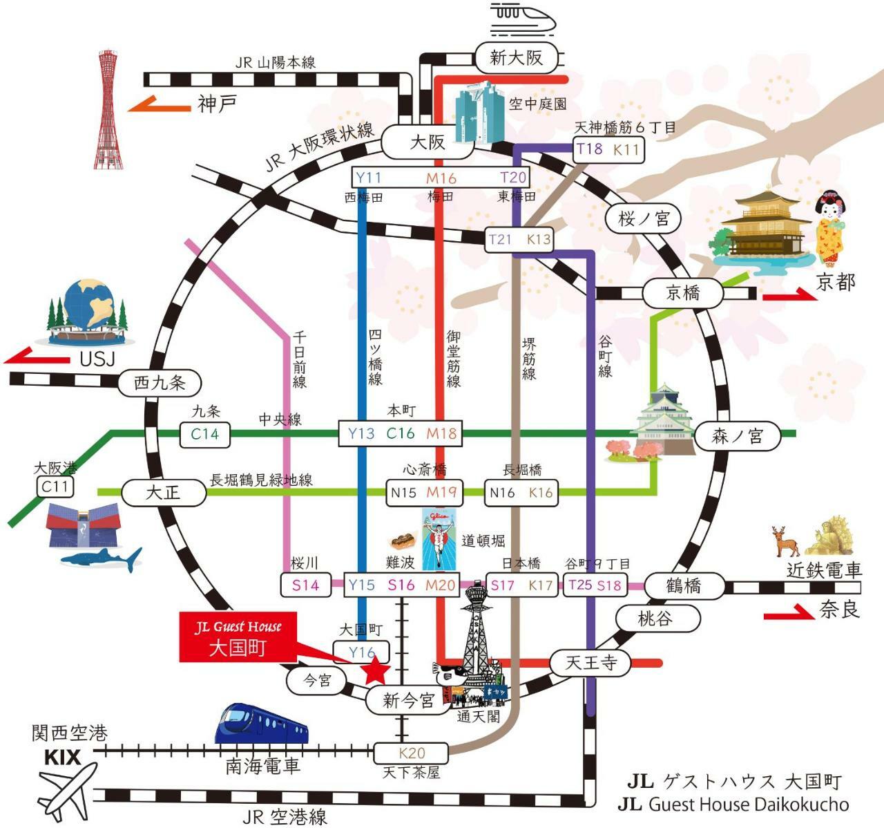 Jl Guesthouse Daikokucho Осака Екстер'єр фото